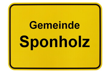 Illustration eines Ortsschildes der Gemeinde Sponholz in Mecklenburg-Vorpommern