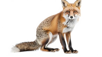 Fototapeta premium Red fox (4 years) - Vulpes vulpes in front of a white background. 