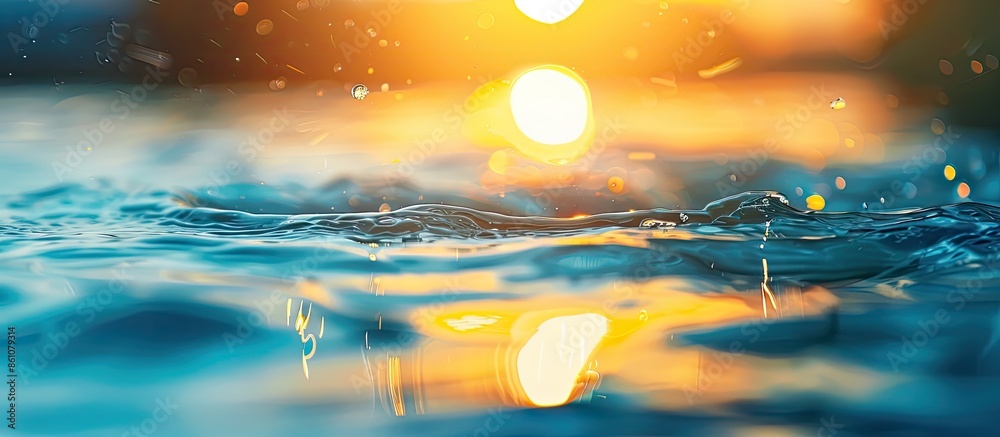 Fototapete ripple water in swimming pool with sun reflection. copy space image. place for adding text or design