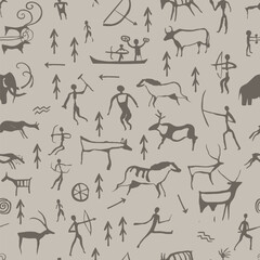 Seamless Prehistoric Animals Pattern Vector