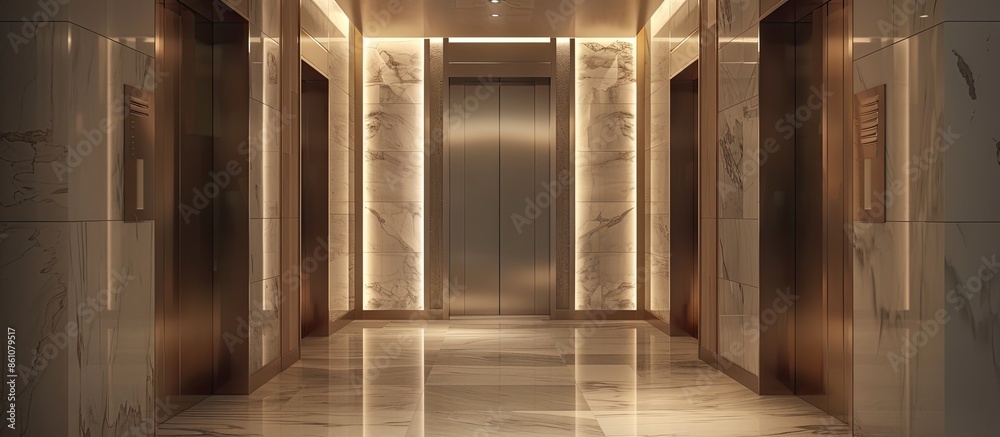 Poster hotel lobby interior- elevator room. with copy space image. place for adding text or design