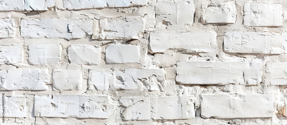 Poster whitewashed brick wall, light brickwork background for design. White masonry. with copy space image. Place for adding text or design