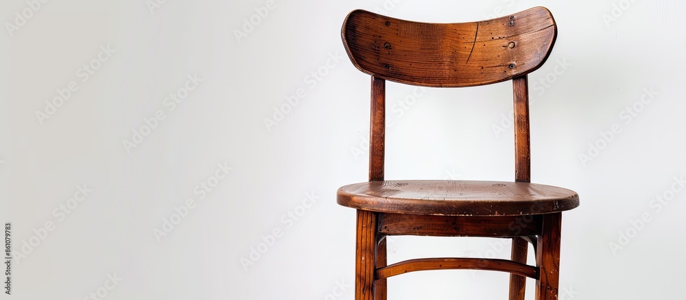 Poster brown wooden chair isolated on white background. with copy space image. place for adding text or des