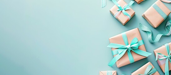 Gift boxes over isolated on pastel background,copy space.