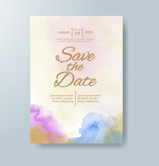 Wedding invitation with abstract watercolor background