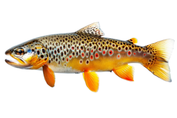 Golden Brown Trout, isolated on transparent png