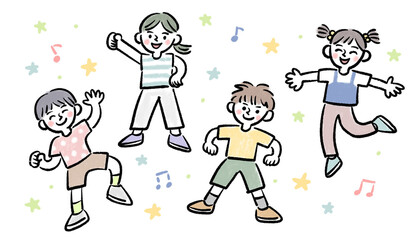 元気に飛びはねる子供たちのイラスト