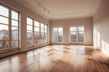 Fototapeta premium empty room with window wood floor