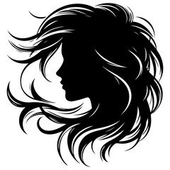 Girl head with hair silhouette  vector style