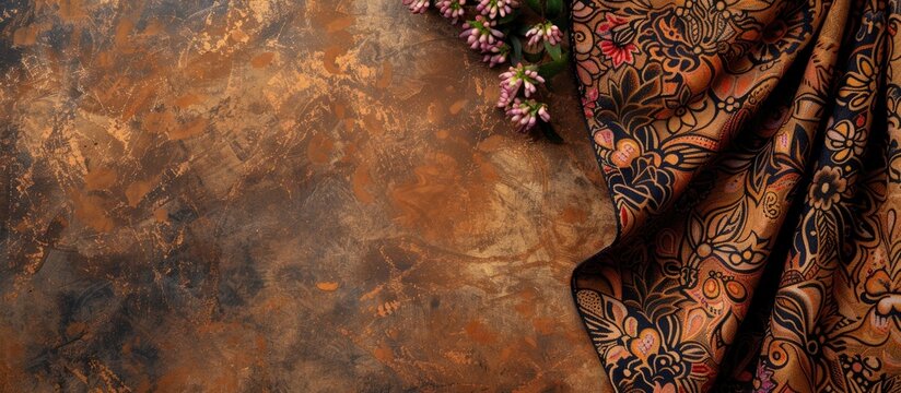 clothes with batik designs combined with brown color. Copy space image. Place for adding text or design