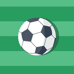 Soccer ball on green background. Vector illustration.