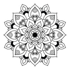 simple and easy mandala design for coloring book, ethnic mandala art