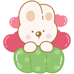 Cute rabbit with hearts 