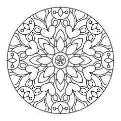 simple and easy mandala design for coloring book, ethnic mandala art