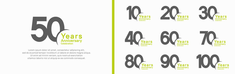 anniversary logotype set. vector design black and green color can be use for special moment