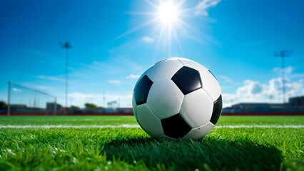 Soccer stadium arena with natural green grass, football concept