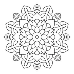 simple and easy mandala design for coloring book, ethnic mandala art