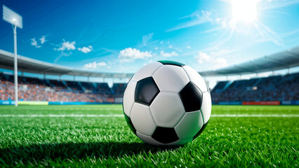 Soccer stadium arena with natural green grass, football concept