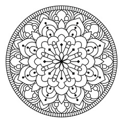 simple and easy mandala design for coloring book, ethnic mandala art