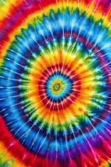 Vibrant Rainbow Spiral Tie-Dye Design for Backgrounds and Textures