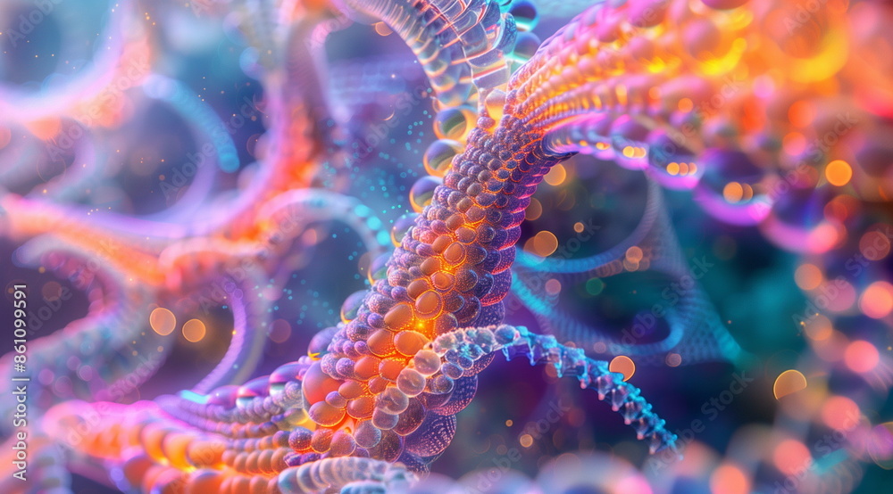 Aufkleber A captivating fractal waves design in blue and purple with a 3D spiral shape on a black backdrop