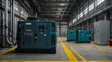 Industrial Diesel Generators in a Factory Setting