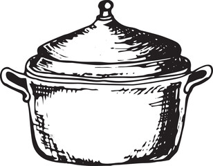 Hand drawm saucepan