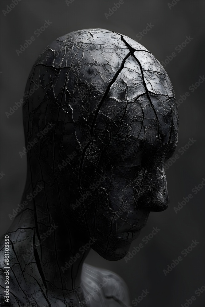 Poster Haunting Faceless Humanoid Silhouettes in Charcoal Sketch Against Isolated Background