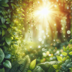 Green leaf in sunlight with a soft-focus greenery background, ideal for fresh and eco-friendly wallpapers