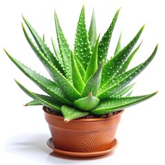Fototapeta premium Fresh Green Aloe Vera Plant in Pot for Natural Decor