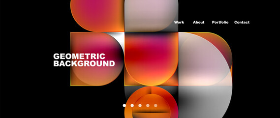 Circles and lines. Bright colorful geometry with glassmorphism effect. Vector Illustration For Wallpaper, Banner, Background, Card, Book Illustration, landing page