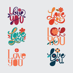 Font design of the text Love You simple line art illustration 