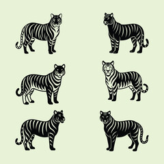 Tigers silhouette vector illustration for logo