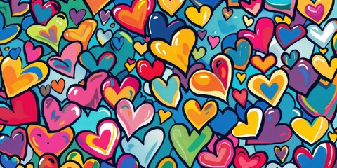 Fototapeta premium Colorful Heart Pattern Background
