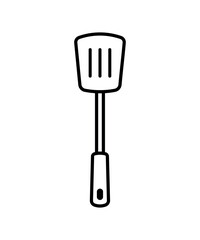 Kitchen Spatula for Cooking Tool in Black Line Icon Vector Illustration