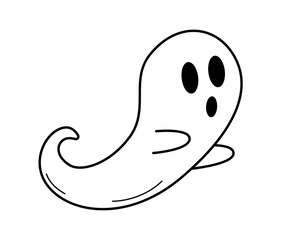 Cartoon haunted Halloween icon. Vector illustration of cute ghost character.