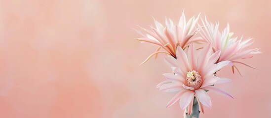 Obraz premium cactus flower pastel background Botanical Cactus Flower. Copy space image. Place for adding text and design