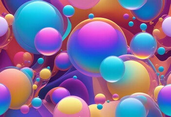 Iridescent bubbles with pastel colors. Abstract iridescent bubble concept