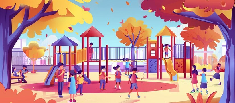 Kids Playing At Recess Cartoon