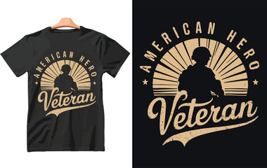 American Hero Veteran t shirt design vector.