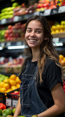 Obraz premium Portray the friendly and helpful demeanor of a female 30fd3073-e347-448f-ab7b-450abb4d5062 3