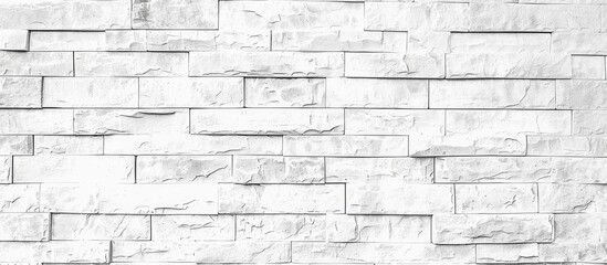 Fototapeta premium White grunge brick wall texture background for stone tile block painted in grey light color wallpaper modern interior and exterior and room backdrop design. Copy space image