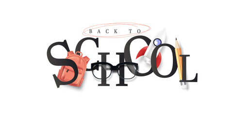 Back to school sale background illustration template design