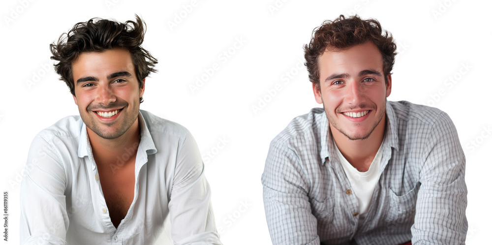 Wall mural Set of man smiling at camera isolated