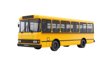 Yellow school bus isolated on white
