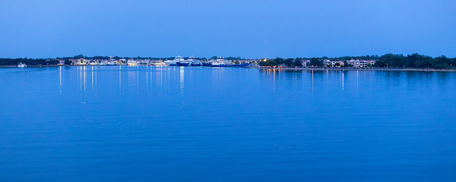 Keramoti, Greece evening view, port and town