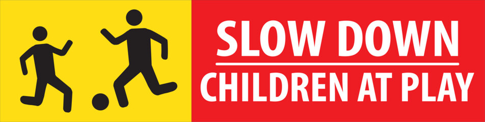 Children playing area slow down road sign vector.eps