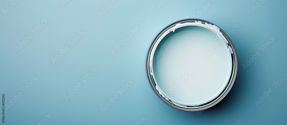 Poster open can of white paint. copy space image. place for adding text and design