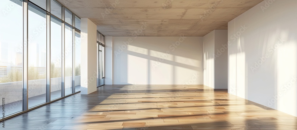 Poster modern architecture, new empty apartment. copy space image. place for adding text and design