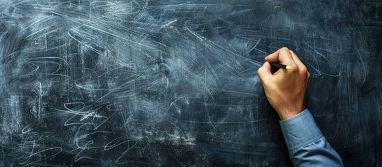 AFFILIATE PROGRAM and Businessman drawing Landing Page on blackboard. Copy space image. Place for adding text or design